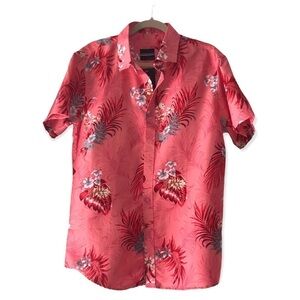 NWT Vertical Sport Slim Fit Coral Hawaiian Short Sleeve Men’s Shirt. Size XXL